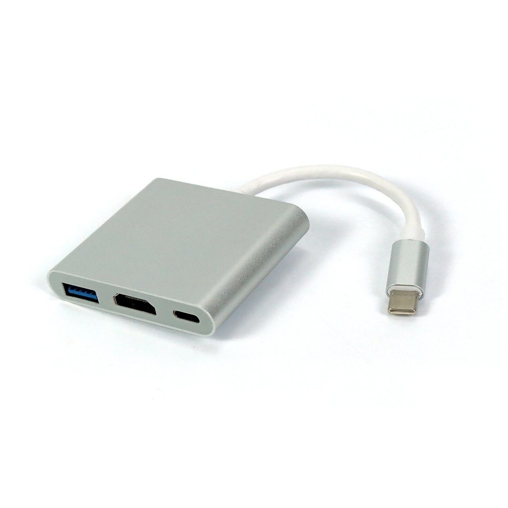ADAPTADOR HUB USB-C (3 EM 1), PORTA 1XHDMI (4K@30HZ), 1XUSB 3.0, 1X PORTA PD 3.0 TYPE C DE ATÉ 100W