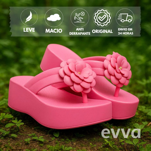 Chinelo Feminino Plataforma Salto Super Leve e Macio em EVA com detalhe de flor em Oferta na Shopee