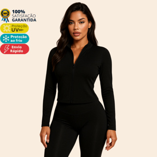 Jaqueta Feminina Treino Academia Slim Ziper Dryfit Proteção Solar Blusa Térmica em Oferta na Shopee