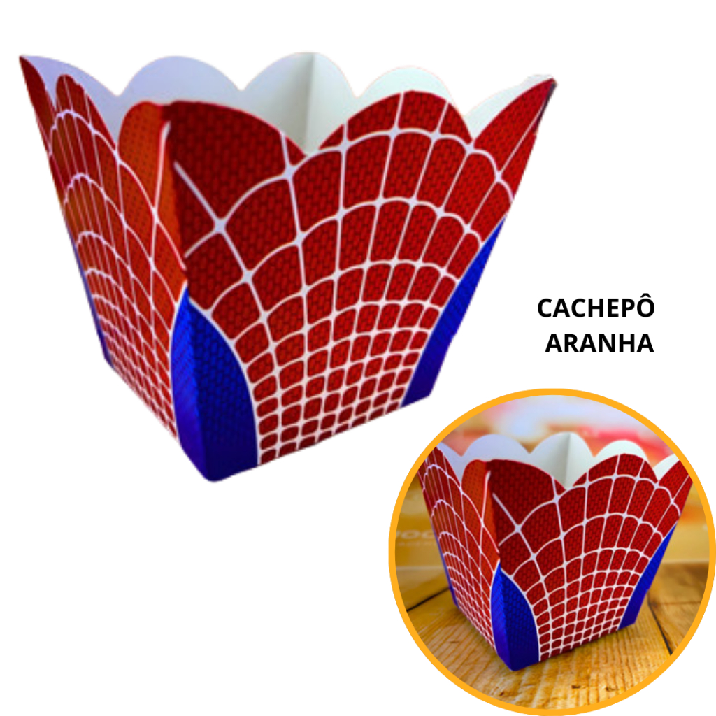 10~60 KIT CACHEPÔ DECORAÇÃO FESTA 8,5X8,5X7,8 CM FESTA ARANHA TEIA INFANTIL - Home & Living