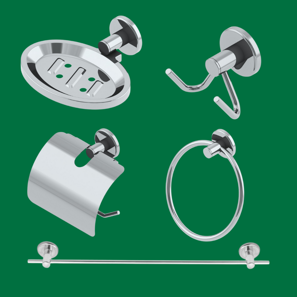 Kit Para Banheiro Completo Acessórios Em Inox Linha Stander 5 Peças