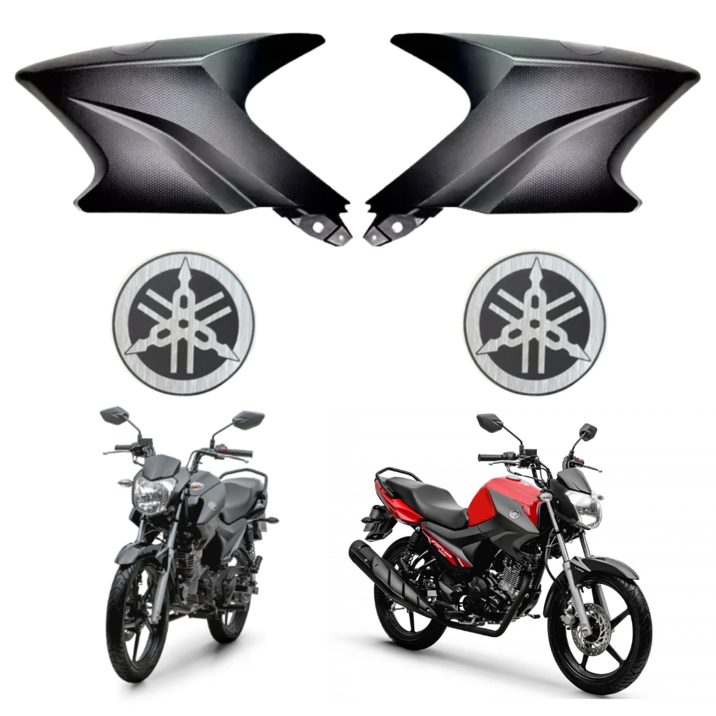 Kit Par Tomada Guia Ar Aba Tanque Esquerdo Direito + Emblemas Ybr Factor 125 150 2016 À 2024