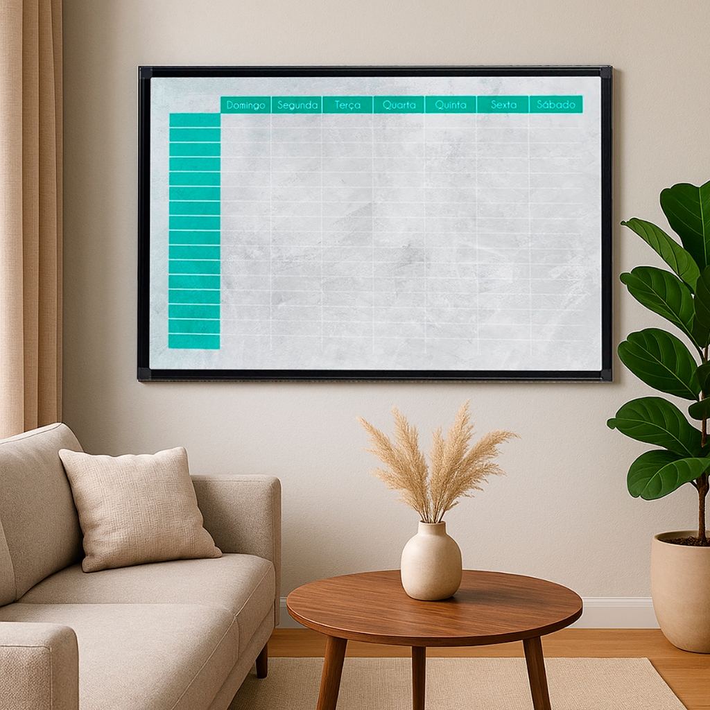 Planner 2025 Semanal Parede 90x60cm Quadro Lousa Planejador Preto