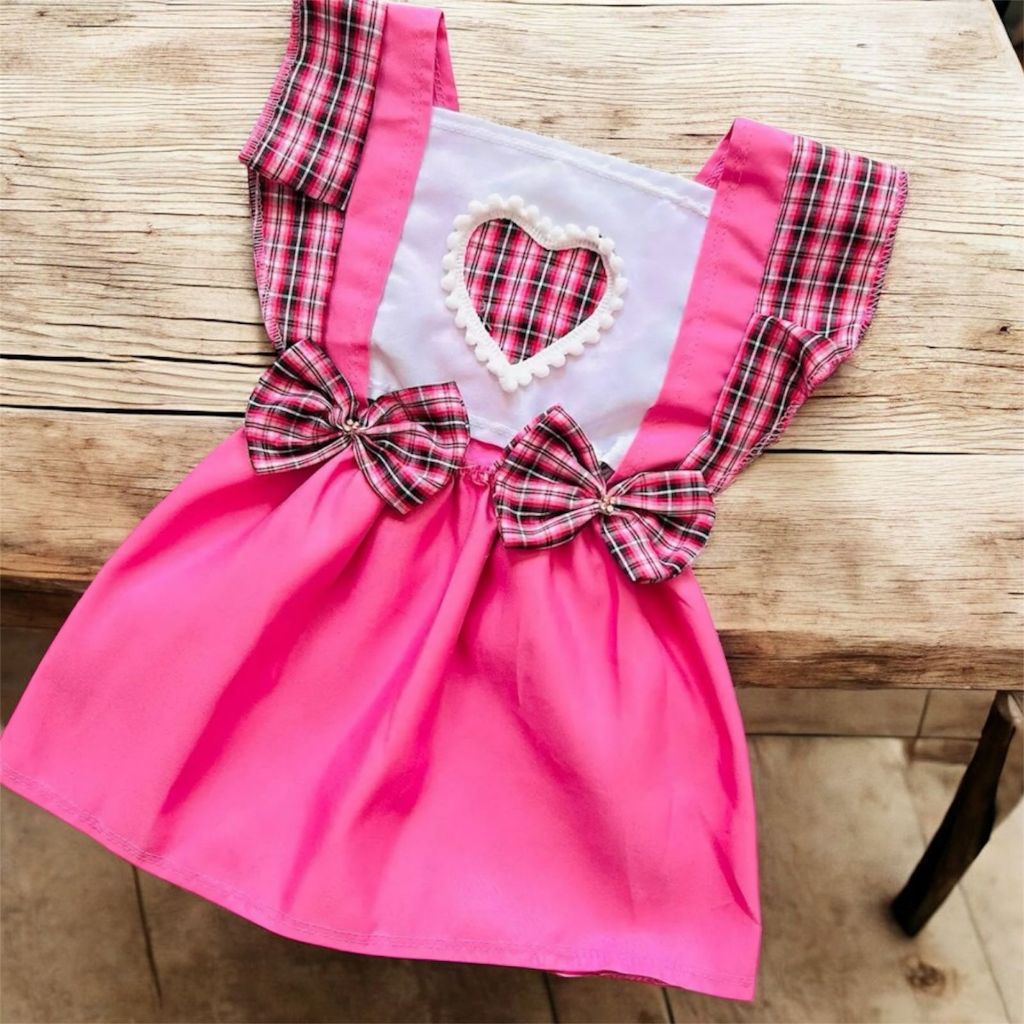 Vestido Xadrez Bebê Menina Roupa Festa Junina Mesversário Jardineira Coração Diversas Cores Temático Infantil