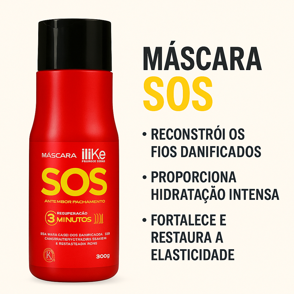 Máscara ILike SOS Antiemborrachamento Reconstrutora - 300ml - Pronta Entrega Original em Oferta na Shopee