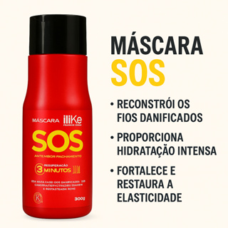 Máscara ILike SOS Antiemborrachamento Reconstrutora - 300ml - Pronta Entrega Original em Oferta na Shopee