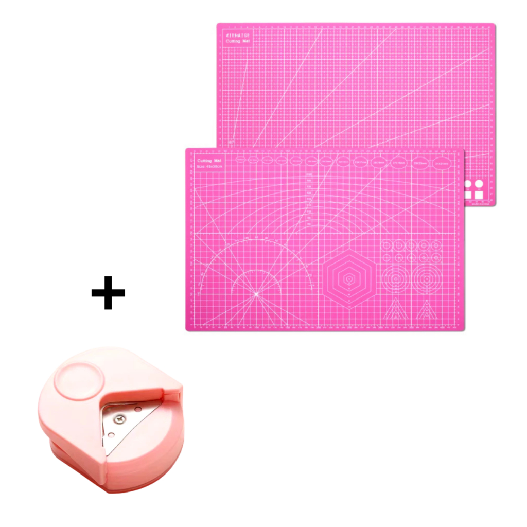 Kit Base Para Corte De Mesa A4 Dupla Face + Mini Arredondador de Canto de Folhas em Oferta na Shopee