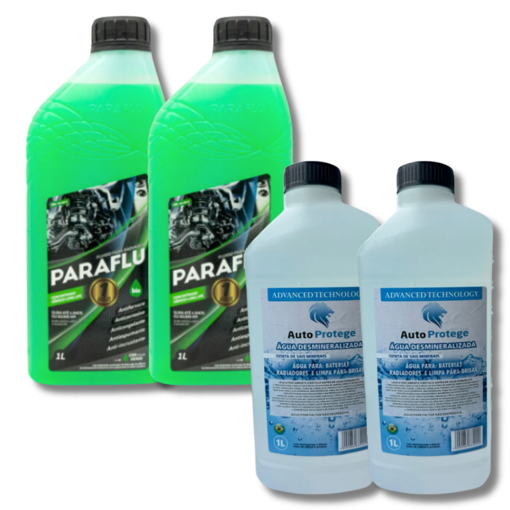 KIT 2 PARAFLU CONCENTRAO VERDE + 2 AGUAS DESMINERALIZADA
