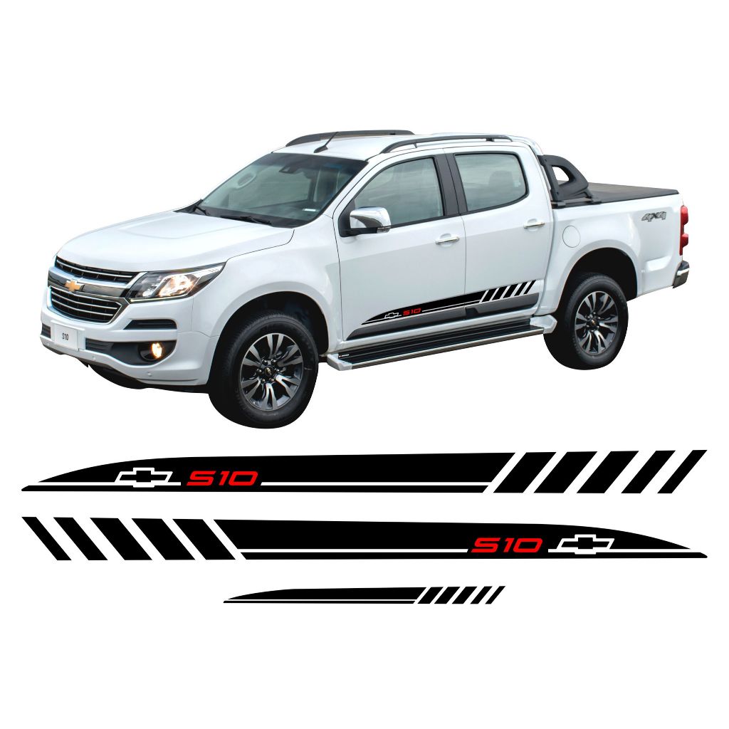 KIT Adesivos Faixa Lateral E Traseira Chevrolet S10 Advantage 2013 A 2020 Sport Acessórios Personalizado