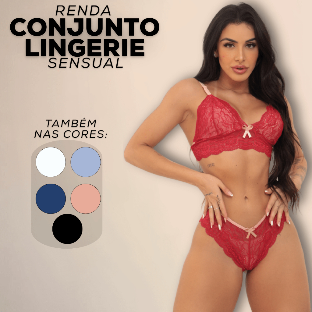 Conjunto Lingerie em Renda Sexy com Calcinha e Sutiã sem Bojo Bicolor Alças Ajustáveis Linha Luxo Presente Namorada em Oferta na Shopee