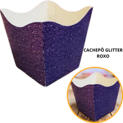 10~60 KIT CACHEPÔ DECORATIVO PAPEL FESTAS FLORES DECORAÇÃO COR IMITAÇÃO GLITTER ROXO 2.69(CHOCO)
