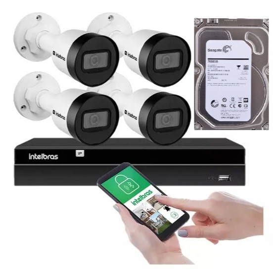 Kit 4 Câmeras Intelbras Vipc 1230 B 720p Poe Nvr Nvd 1404 2tb