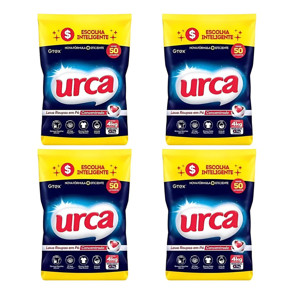kit 4 Lava-roupas Urca 4kg Gtex Concentrado - 4 Pacotes em Oferta na Shopee