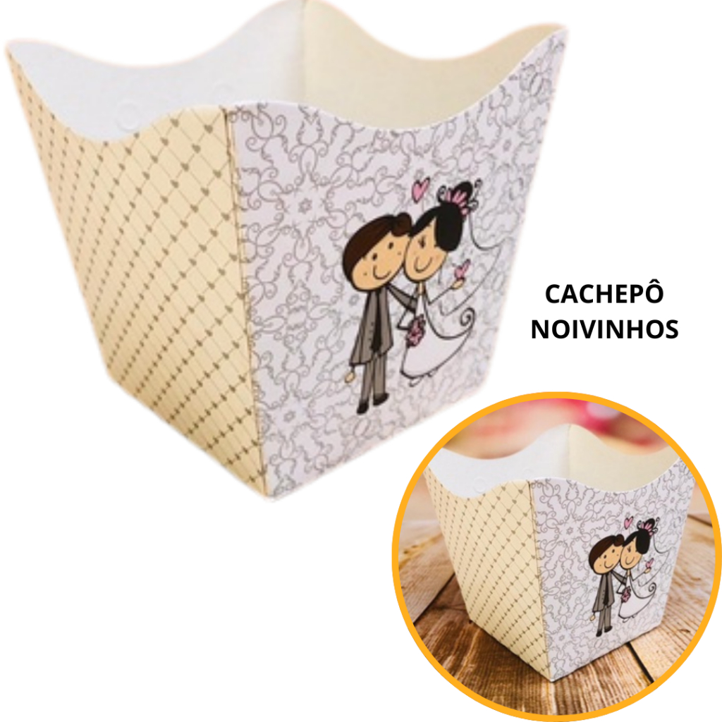 10~60 KIT CACHEPÔ DECORATIVO PAPEL CACHEPOT FESTAS FLORES DECORAÇÃO COR TEMA NOIVINHO 47.1 - Home & Living
