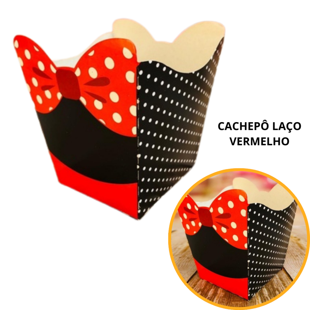 10~60 KIT CACHEPÔ DECORATIVO PAPEL FESTAS FLORES DECORAÇÃO COR TEMA LAÇO VERMELHO RATINHA  32.1 - Home & Living