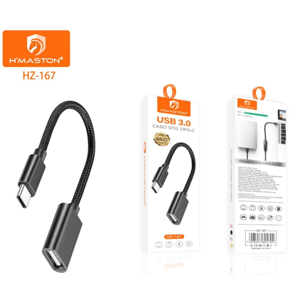 H’MASTON HZ167 Cabo Adaptador OTG USB para Tipo C Mouse Teclado Pendrive 3.0 em Oferta na Shopee