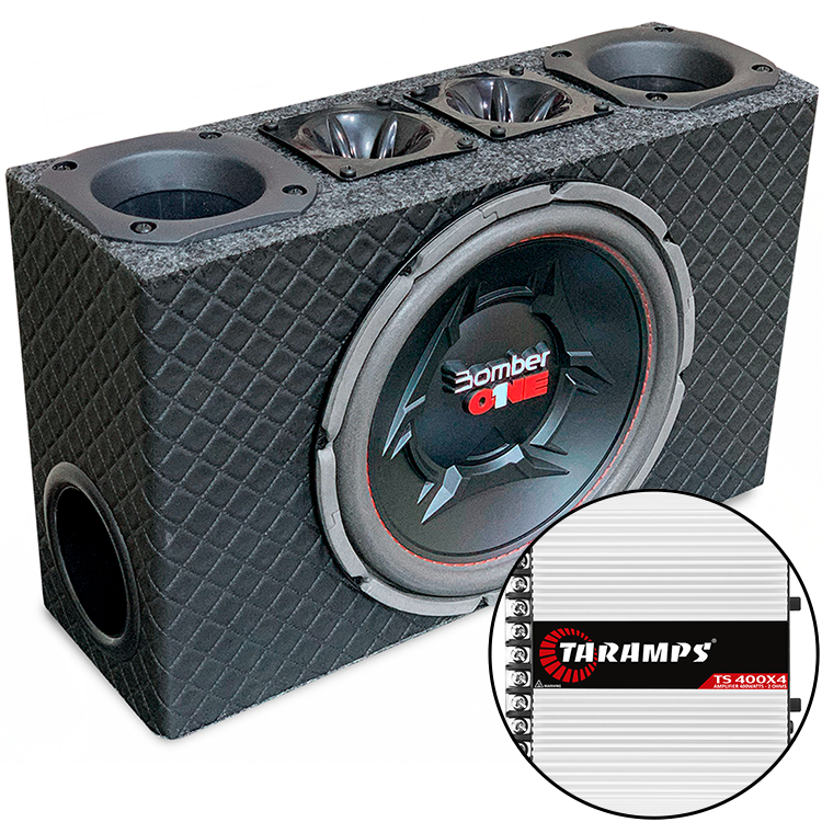 Caixa De Som Automotivo Trio Slim Subwoofer Grave Medio Agudo + Modulo Amplificador