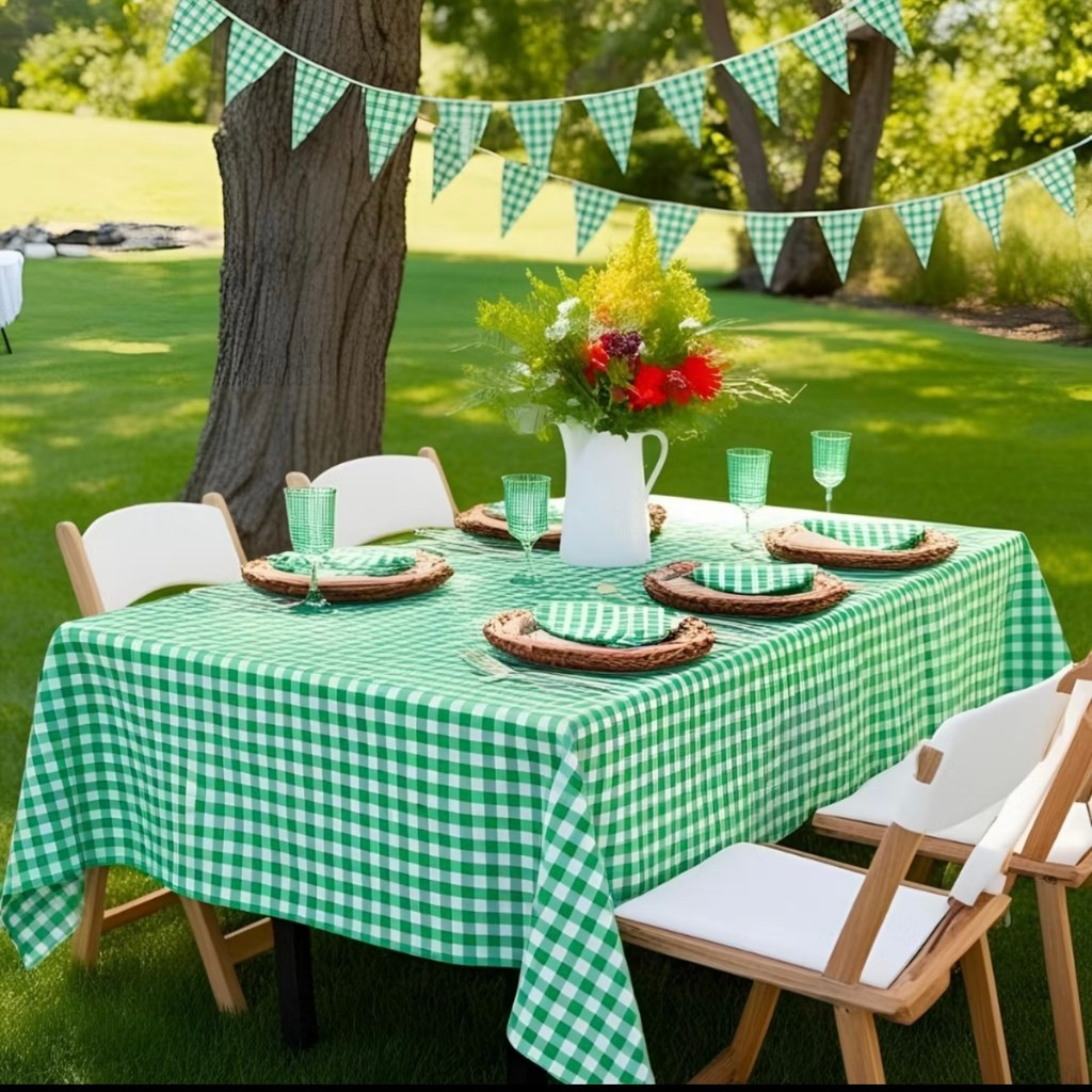 1~6 TOALHA MESA G 1,37 X2,74 M XADREZ 6132-TN VERDE FESTA JUNINA 2025 (EX)