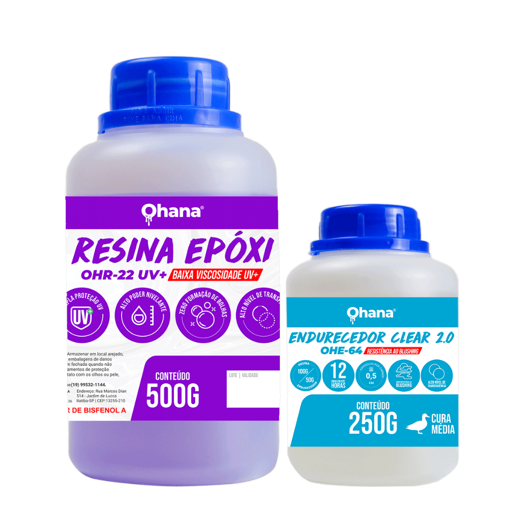 Resina Epóxi Artesanato Baixa Viscosidade UV - Kit 750g