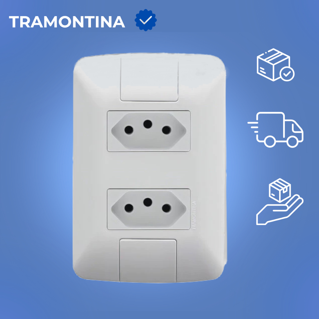 Conjunto 4X2 C/2 Tomadas 10A ARIA - TRAMONTINA em Oferta na Shopee