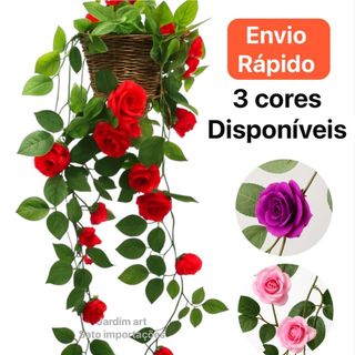 Kit 2 vasos + 2 Pendente de Rosas Artificiais Realistas PT15