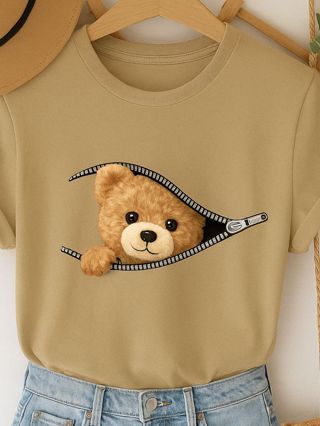 Camiseta Feminina Urso Fofo 100% Algodão Premium Envio Ja em Oferta na Shopee