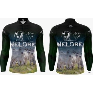 Camisa Camiseta de Pesca Agro NELORE Gola Zíper Proteção Solar UV New Fisher - NF45 em Oferta na Shopee