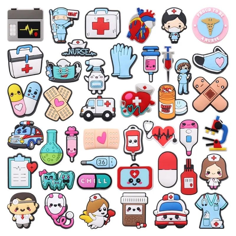Kit 6/10 Cartoons Pins Botons Enfermagem Área da saúde para Croc Babuche
