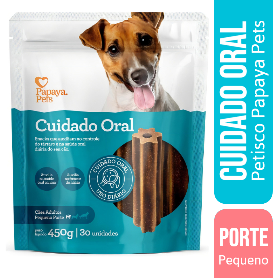 Petisco Snack de Palito Papaya Pets Cuidado Oral para Cachorros Cães Adultos De Porte Pequeno 450G