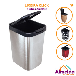 Lixeira Prática Cesto Banheiro Cozinha Click Label 9 Litros Arqplast em Oferta na Shopee
