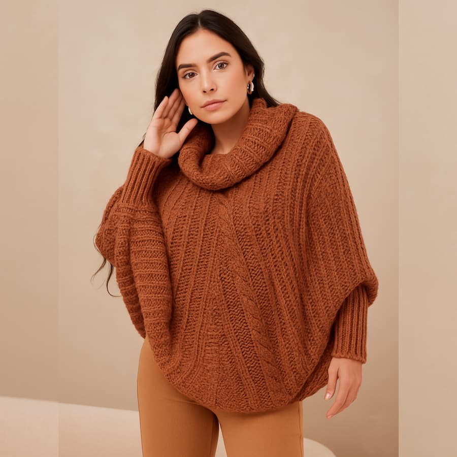 Poncho Gola Alta Feminino Em Tranças Despojado Outono Inverno Fio Premium Moda Atual em Oferta na Shopee