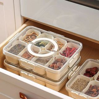 Petisqueira Pote Organizador Guloseimas Comida Frutas Temperos Geladeira Cozinha 8 Divisórias em Oferta na Shopee