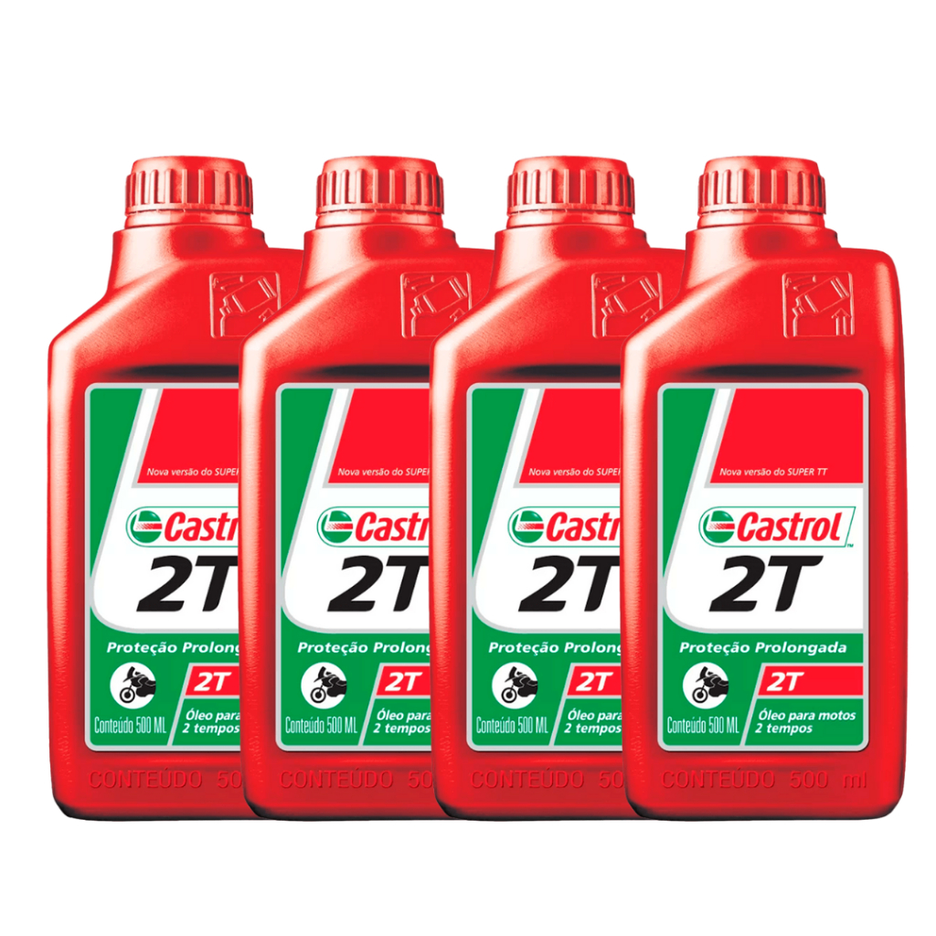 Kit 4 Óleo Castrol 2T 500ml cada / Moto Roçadeira Motosserra