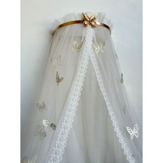 Dossel Liso Dourado Borboleta Dourada e Mosquiteiro Rendado Borboletas em Oferta na Shopee