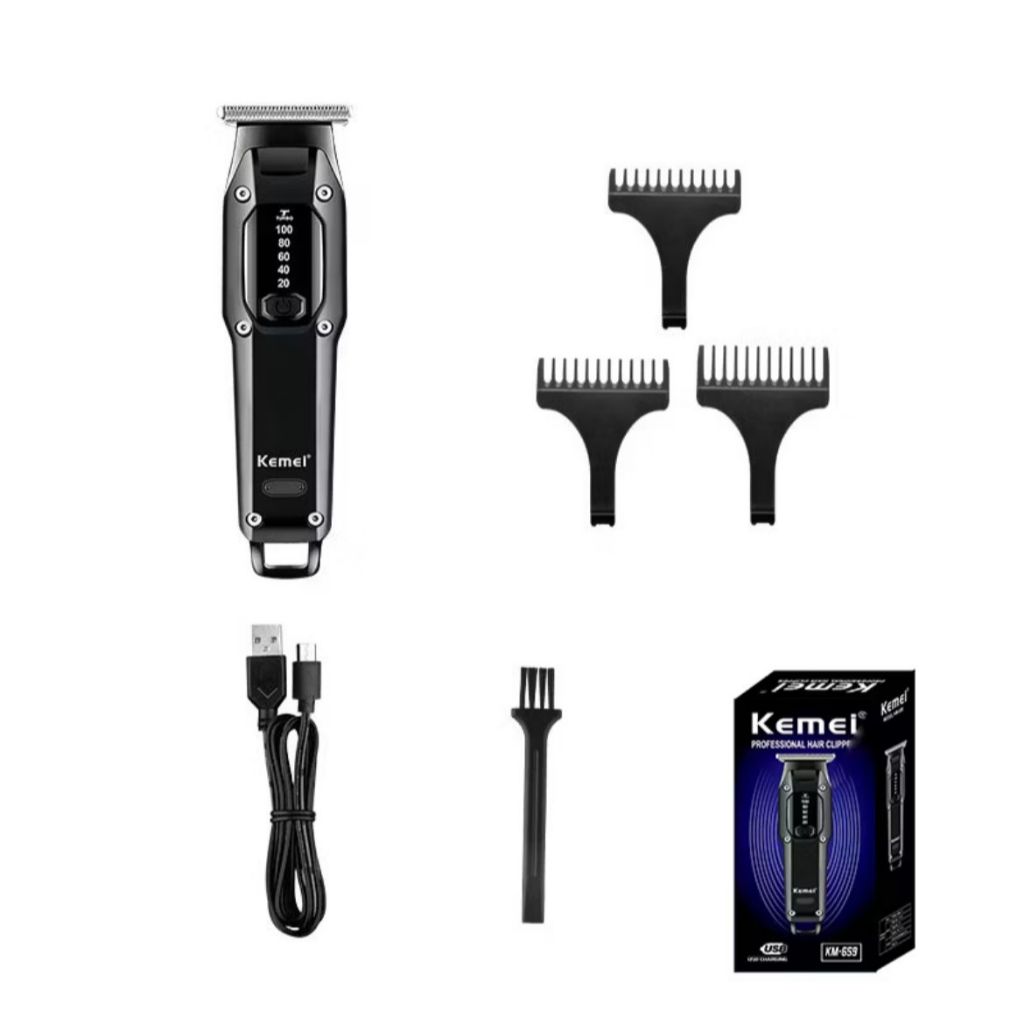 Aparador De Cabelo Sem Fio Kemei Profissional Recarregável Kit De Corte Elétrico Para Homens KM-659