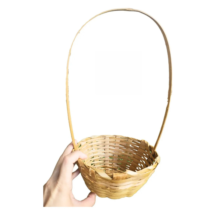 Kit C/6 Cesta De Pascoa Bambu Lembrançinha Florista Aniversário Decoração Festinha Natal violeta