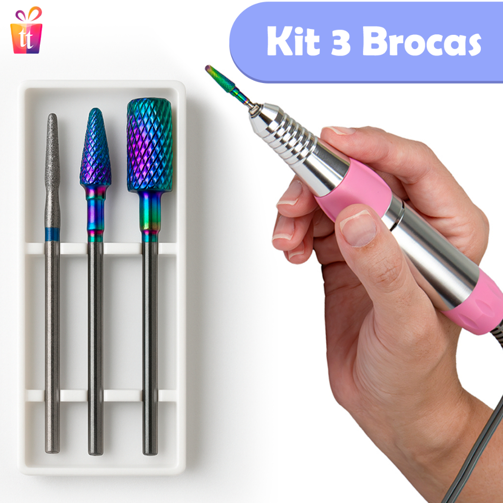 Kit De Brocas Tungstênio  e Diamantada Para Unhas Gel Acrigel Cutilagem Lixadeira De UNha em Oferta na Shopee