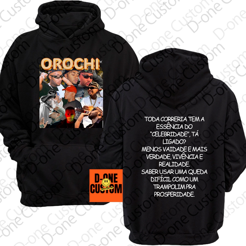 Moletom Estampado Streetwear Masculino E Feminino Orochi Musica Nova Colônia Rap Trap Funk HipHop