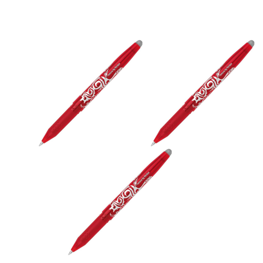 KIT 3x Caneta Apagável Esferográfica Frixion Ball 0.7mm Pilot - Vermelha
