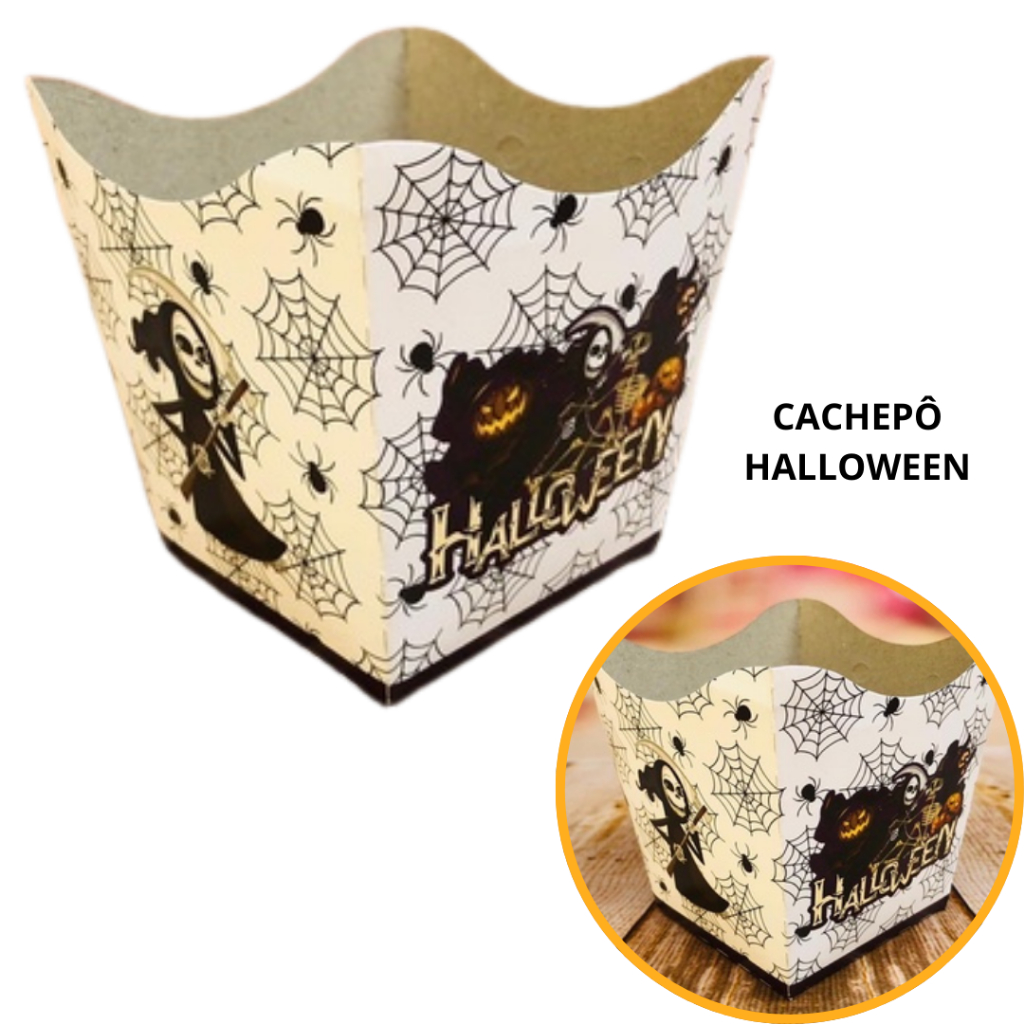 10~60 KIT CACHEPÔ DECORATIVO PAPEL FESTAS FLORES DECORAÇÃO COR TEMA HALLOWEEN BRUXA 62.1 em Oferta na Shopee
