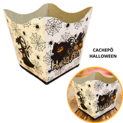 10~60 KIT CACHEPÔ DECORATIVO PAPEL FESTAS FLORES DECORAÇÃO COR TEMA HALLOWEEN BRUXA 62.1(CHOCO)
