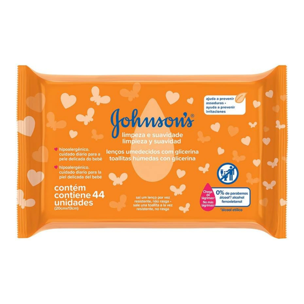 Lenço Umedecido Johnson'S Baby Limpeza Suave Com 44 unidades em Oferta na Shopee