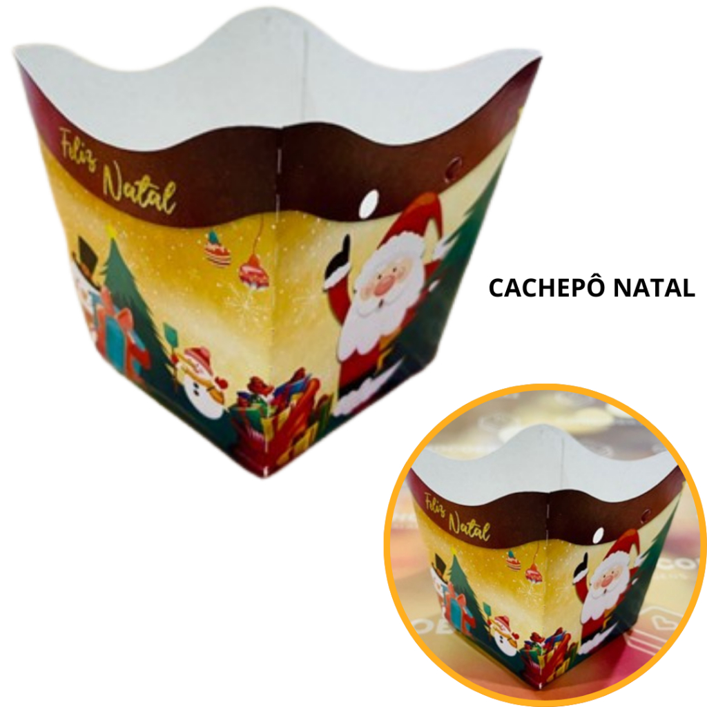 10~60 KIT CACHEPÔ DECORATIVO PAPEL CACHEPOT FESTAS FLORES DECORAÇÃO COR TEMA NATAL 87.11