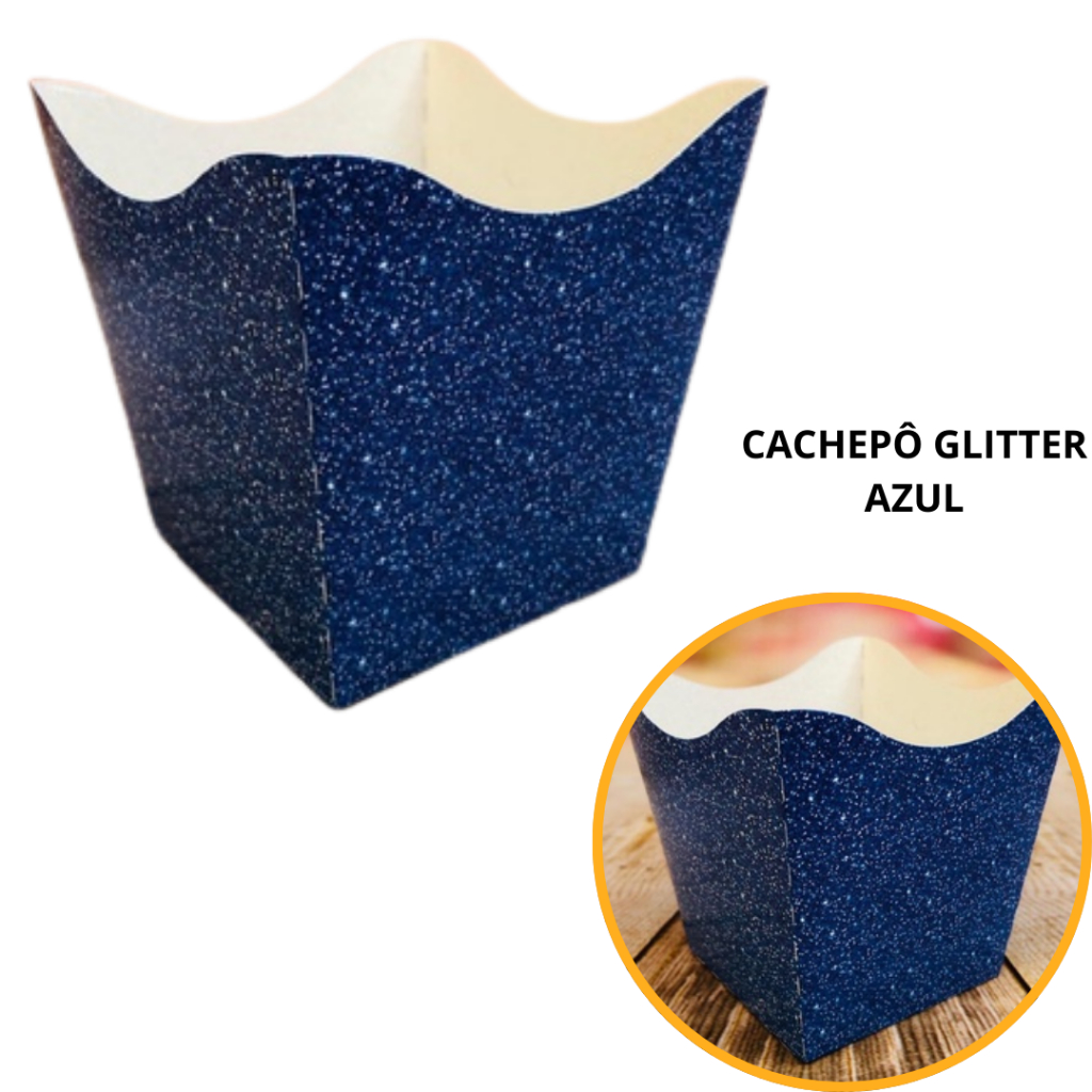 10~60 KIT CACHEPÔ DECORATIVO PAPEL FESTAS FLORES DECORAÇÃO COR IMITAÇÃOGLITTER AZUL 2.70 em Oferta na Shopee