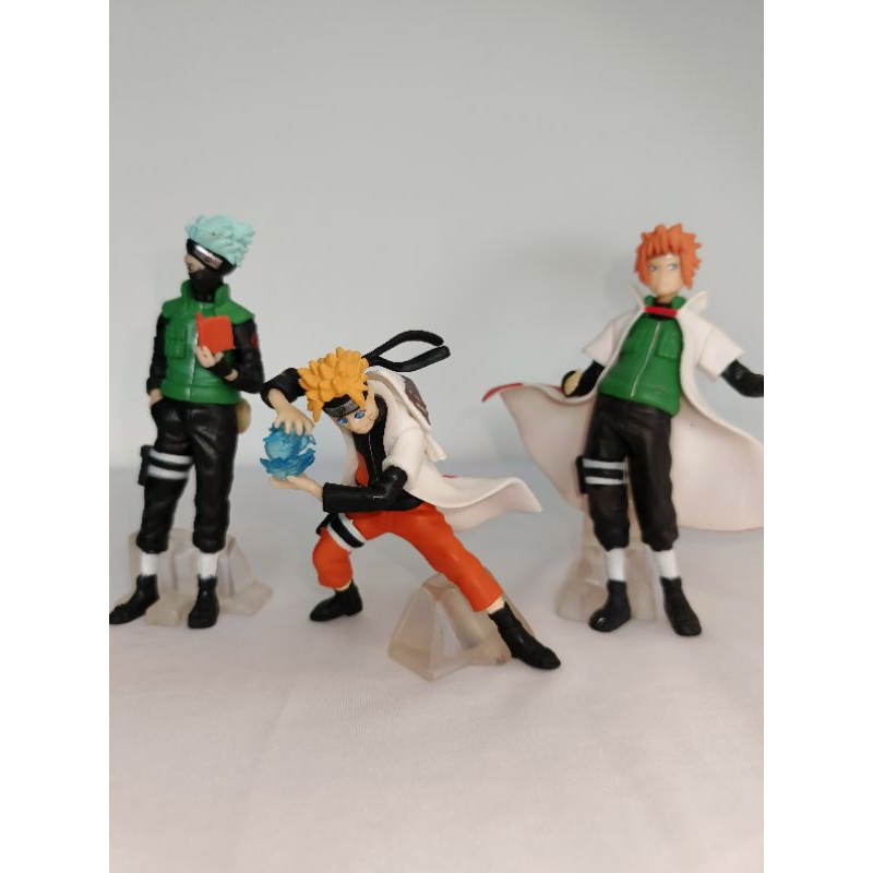 Kit 3 Action Figure Naruto Shippuden - Coleção Naruto, Kakashi, Minato e Naruto
