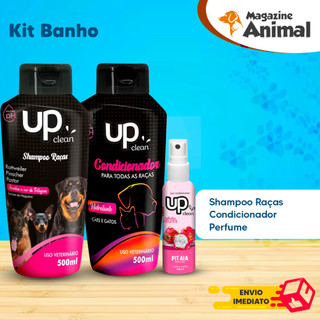 Kit Banho Shampoo para Cachorro Rottweiler Pinscher + Condicionador 500ml Kit Shampoo Pet para Cães Cheiroso UP Clean
