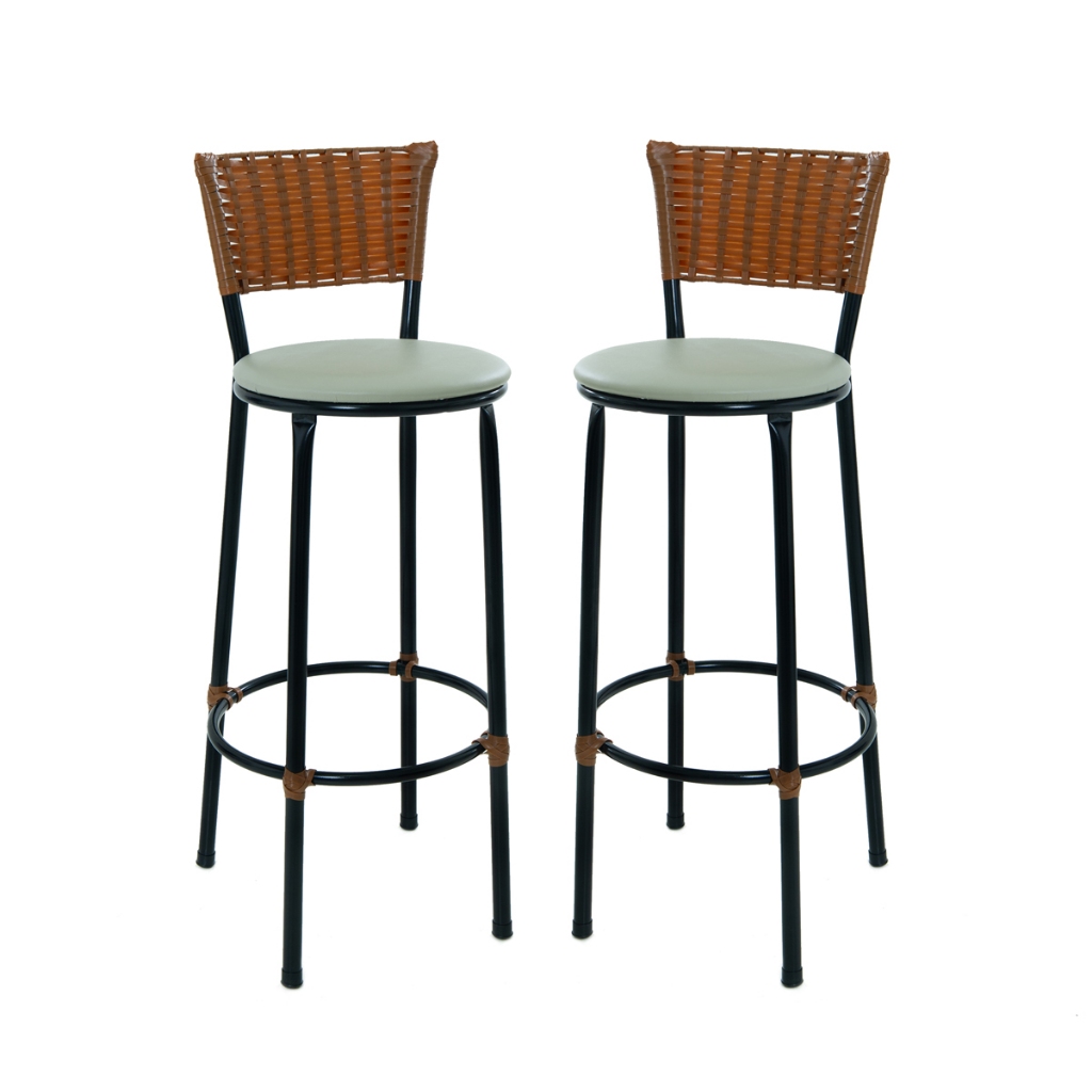 KIT DE 2 BANQUETAS BANCO ALTO DE COZINHA AREA GOURMET FIBRA SINTETICA IMBUIA