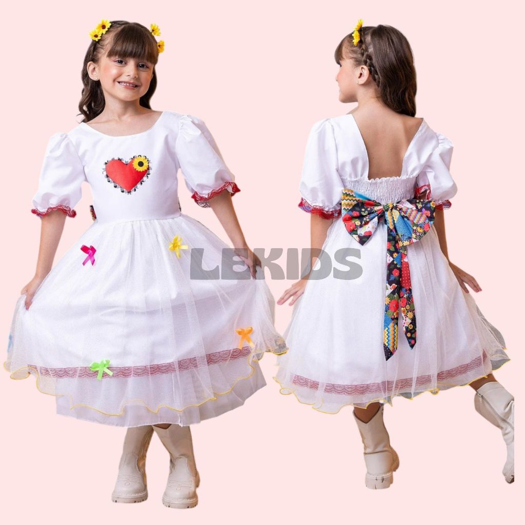 Vestido Junino Noivinha Infantil Festa Temático São João 1 ao 16 anos
