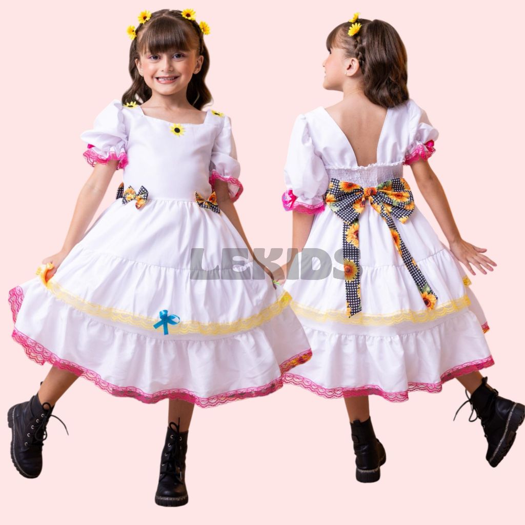 Vestido Junino Noivinha Infantil Festa Temático São João 1 ao 16 anos