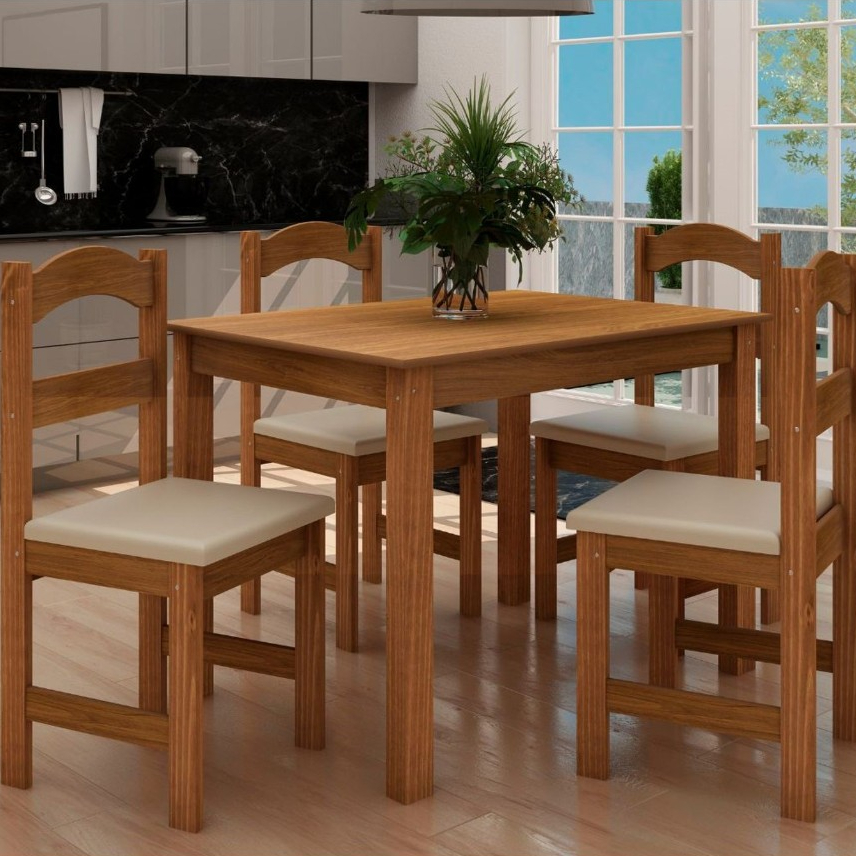 Conjunto de Mesa Arauna com 4 Cadeiras Primavera
